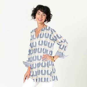 bluthreads  by Juno Blue Cotton Sheer Beach Tunic Pockets Swim Cover Small
